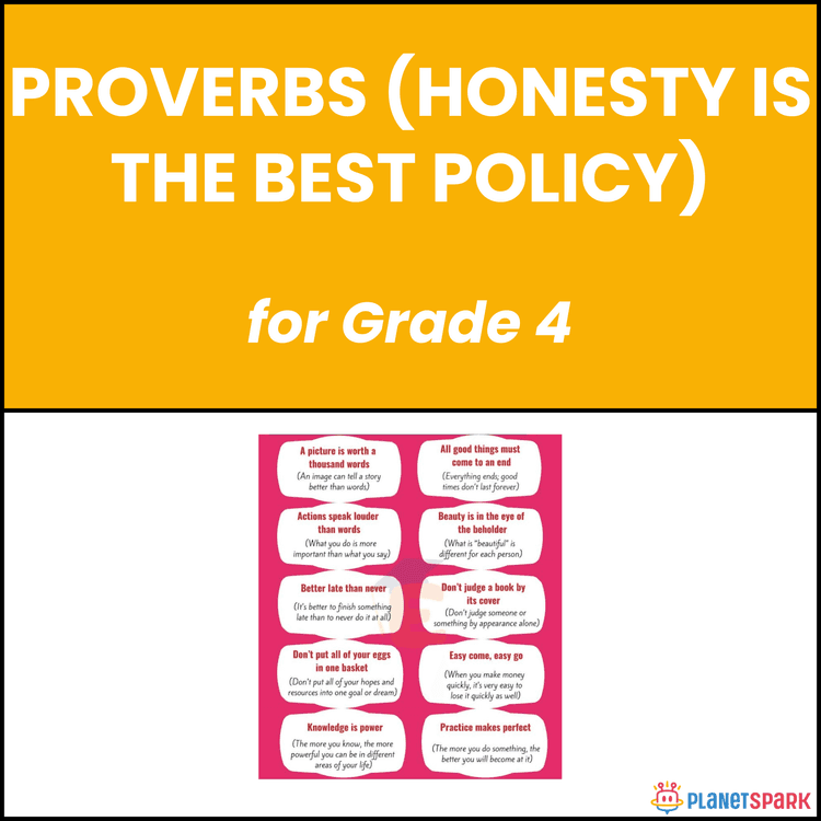 Class 4 Grammar Worksheet on Honesty Is Best Policy Proverb