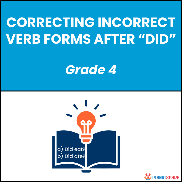 Class 4 Grammar Worksheet on Verb Forms After Did