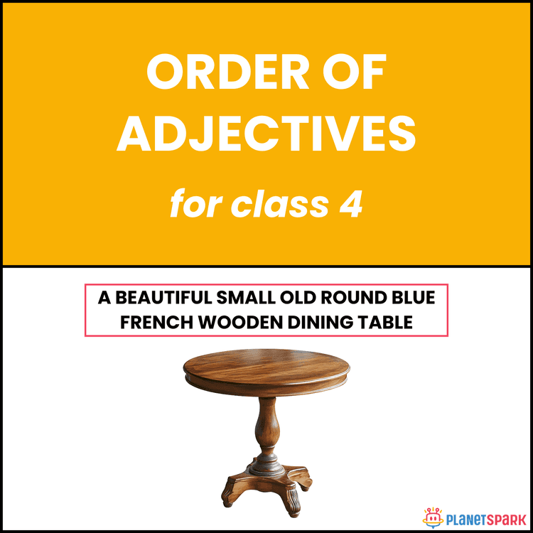 Class 4 Grammar worksheet on Order of Adjectives