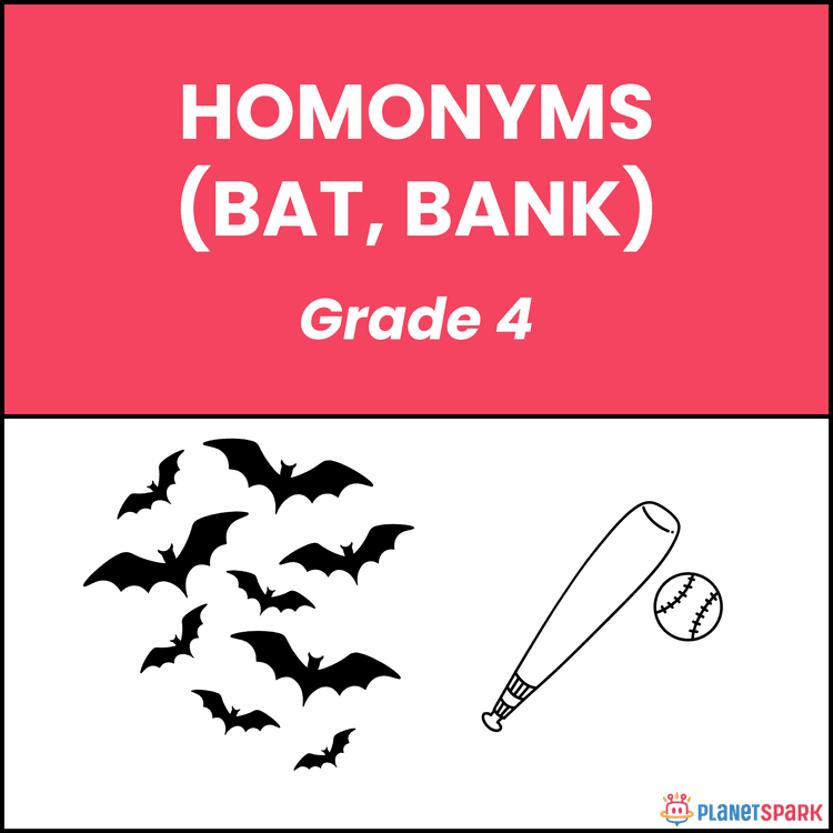 Class 4 Homonyms Bat and Bank Grammar Worksheet