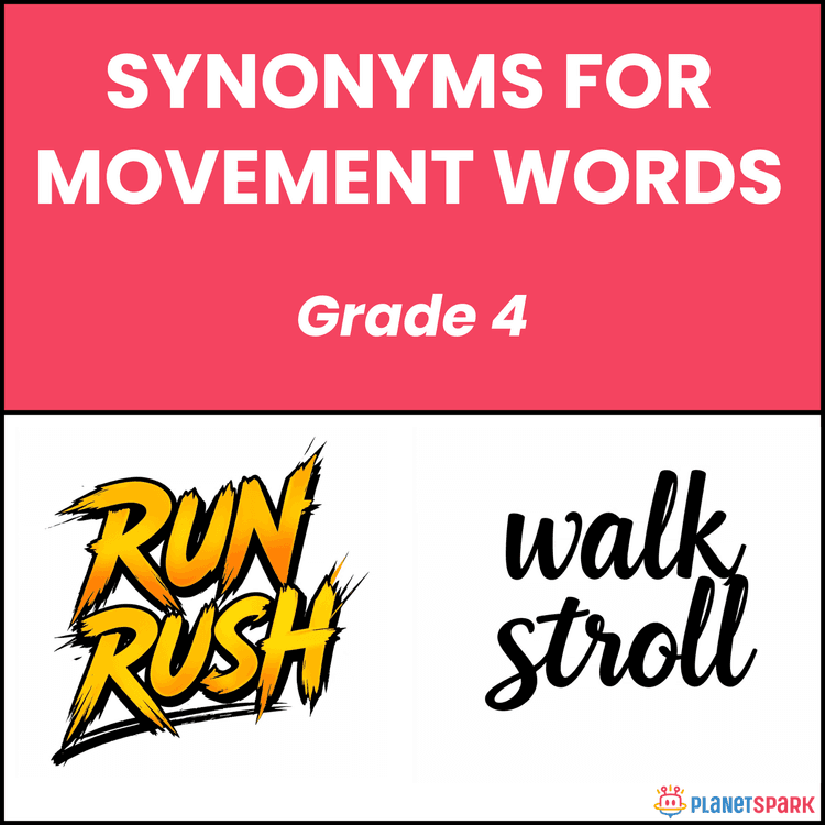 Class 4 Synonyms for Movement English Worksheet