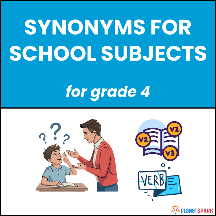 Class 4 Worksheet On Synonyms for School Subjects