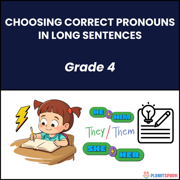 Class 4 Worksheet on Pronouns in long Sentences