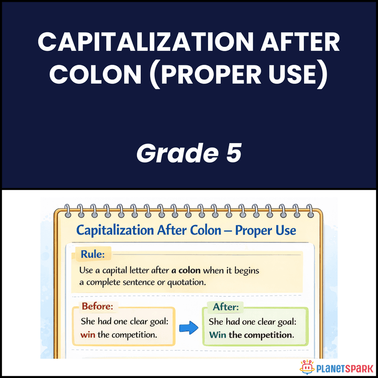 Class 5 Capitalization After Colon Grammar Worksheet