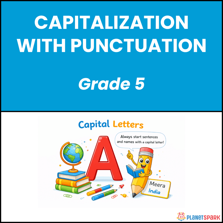 Class 5 Capitalization with Punctuation Grammar Worksheet
