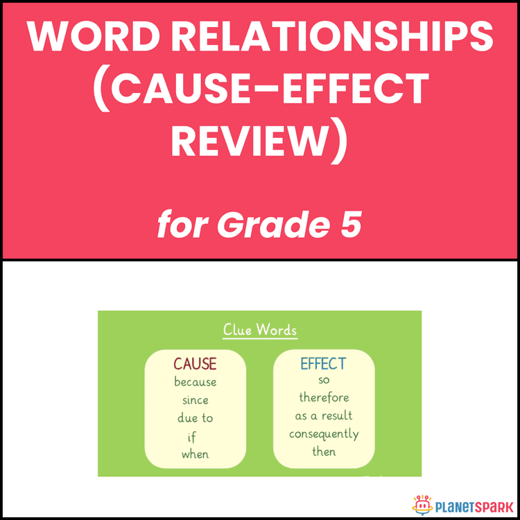 Class 5 Cause and Effect Word Relationships Worksheet