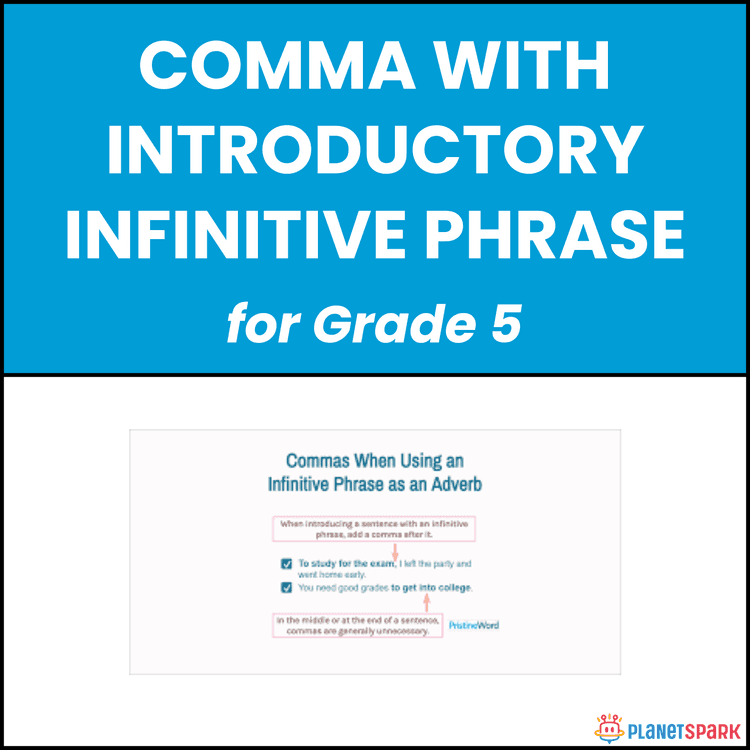 Class 5 Comma Infinitive Phrase Grammar Worksheet