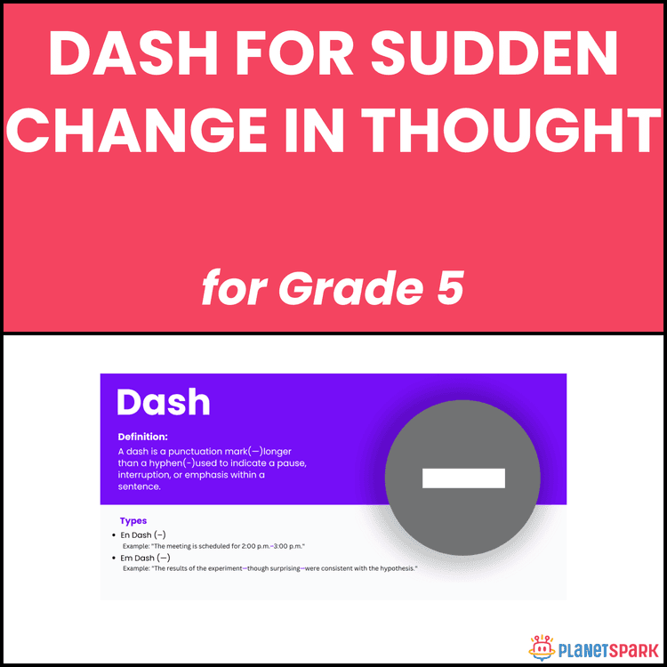 Class 5 Dash Sudden Change Grammar Worksheet