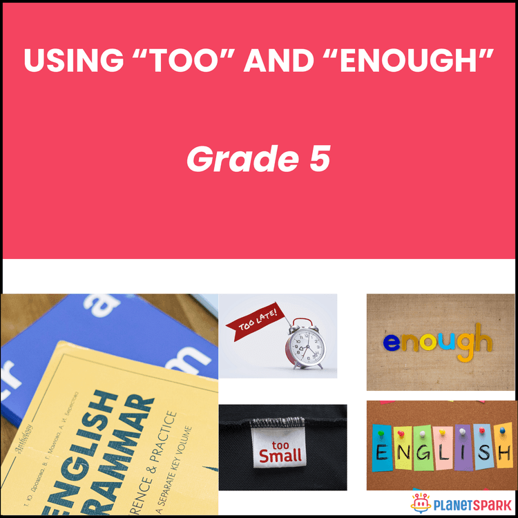 Class 5 English Grammar Worksheet on Too and Enough