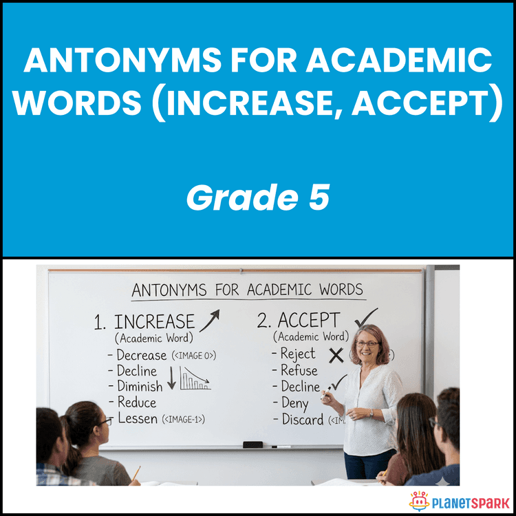 Class 5 English Worksheet on Antonyms for Academic