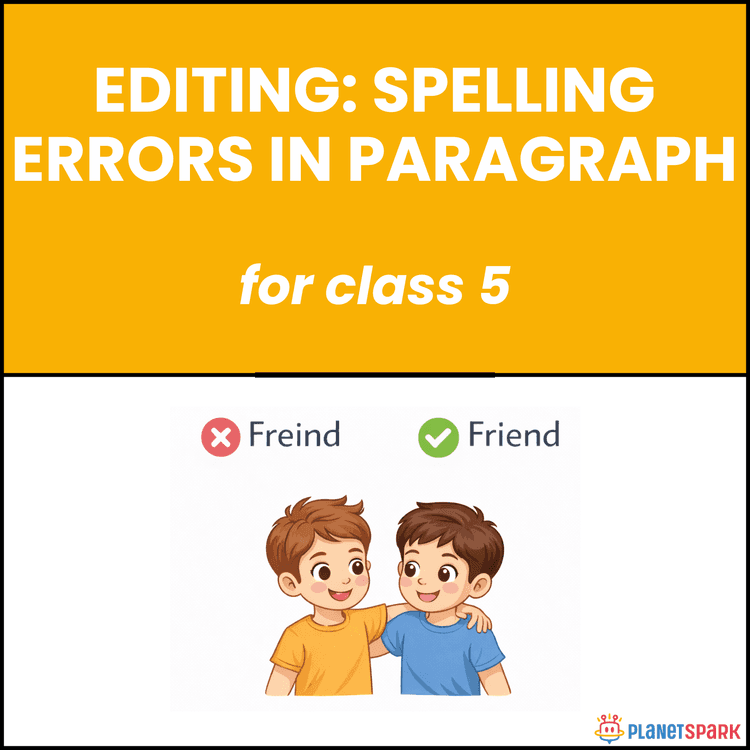 Class 5 English Worksheet on Editing Spelling Errors in Paragraph
