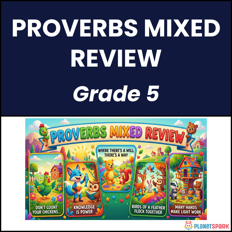 Class 5 English Worksheet on Proverbs Mixed Review