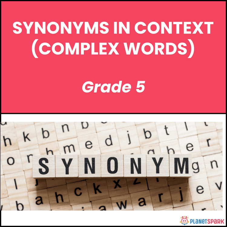 Class 5 English Worksheet on Synonyms in Context