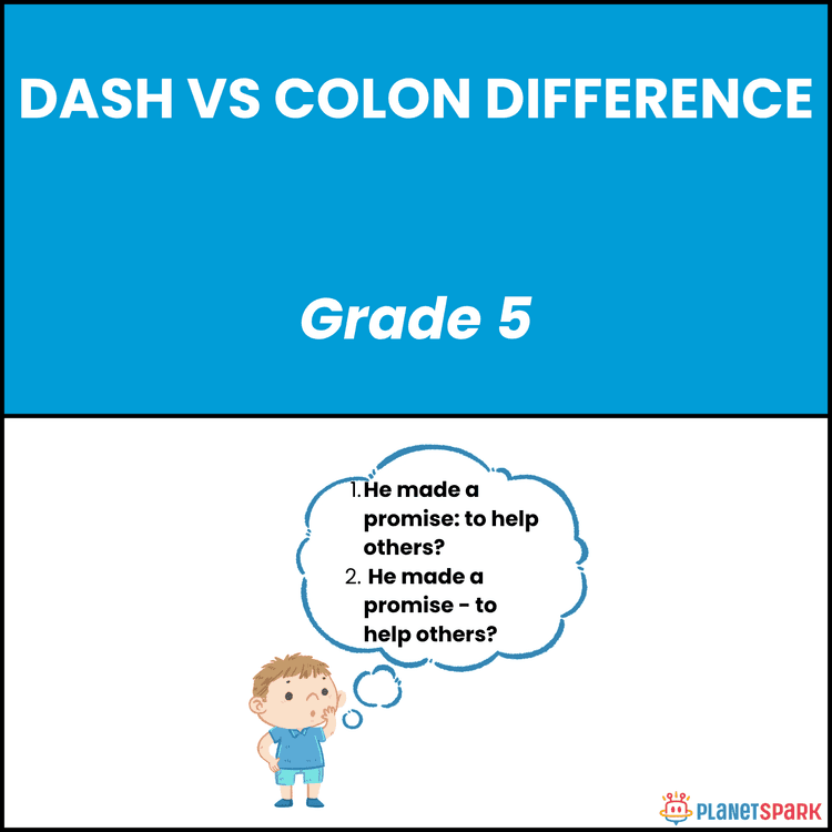 Class 5 Grammar Worksheet on Dash and Colon Usage