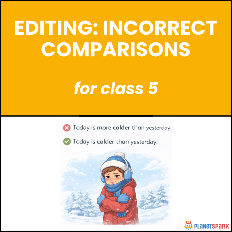 Class 5 Grammar Worksheet on Editing Incorrect Comparisons