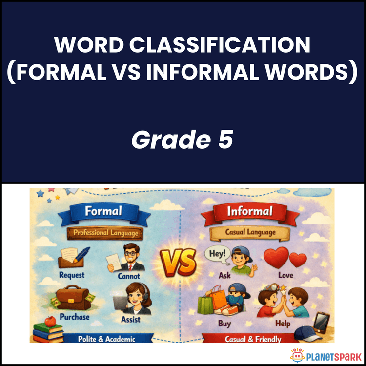 Class 5 Grammar Worksheet on Formal and Informal Words