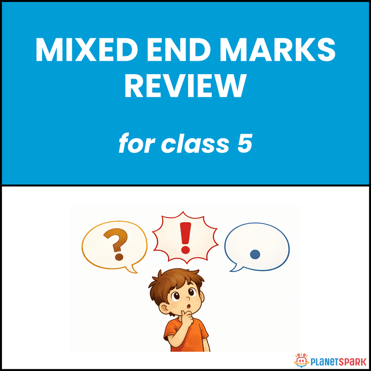 Class 5 Grammar Worksheet on Mixed End Marks Review