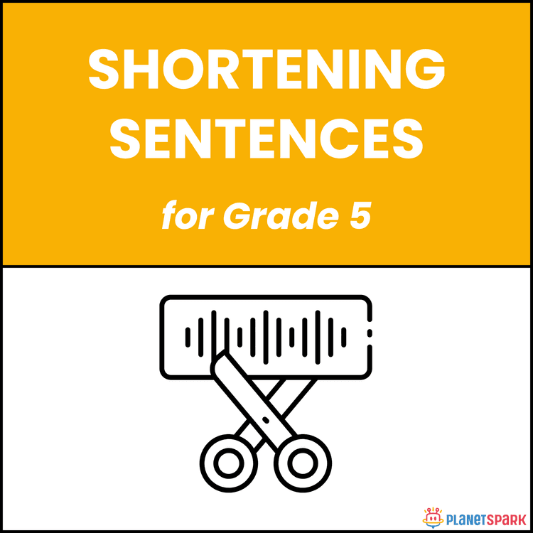 Class 5 Grammar Worksheet on Shortening sentences