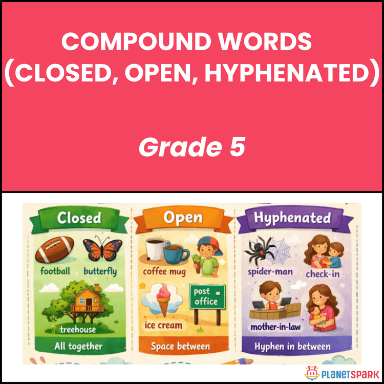 Class 5 Grammar Worksheet on Types of Compound Words
