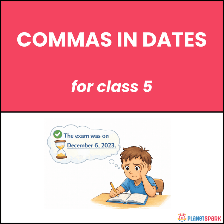 Class 5 Grammar Worksheet on Using Commas in Dates
