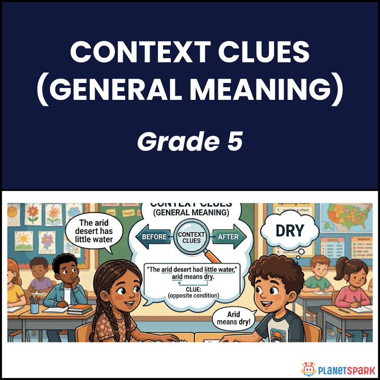 Class 5 Grammar Worksheet on Using Context Clues
