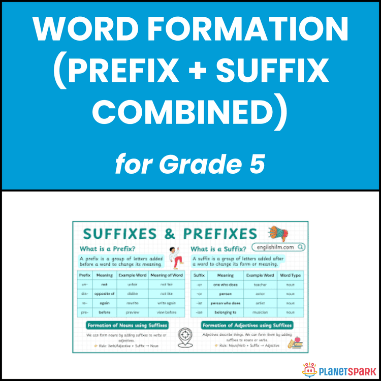 Class 5 Prefix and Suffix Word Formation Worksheet