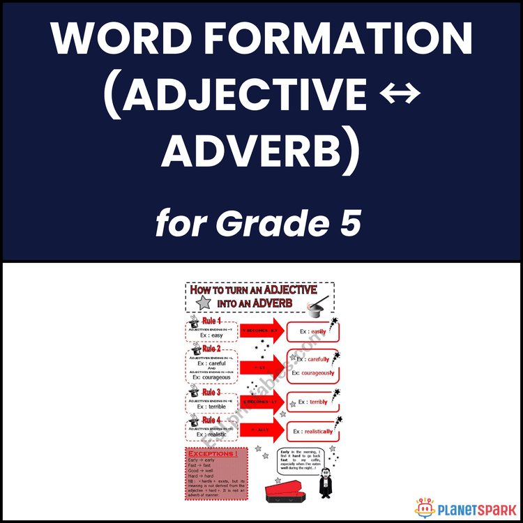 Class 5 Word Formation Adjective and Adverb Worksheet