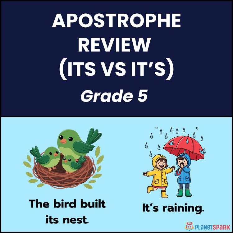 Class 5 Worksheet on Apostrophes: Its vs. It’s