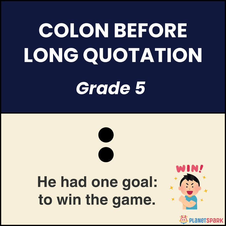 Class 5 Worksheet on Colon Usage Before Quotations