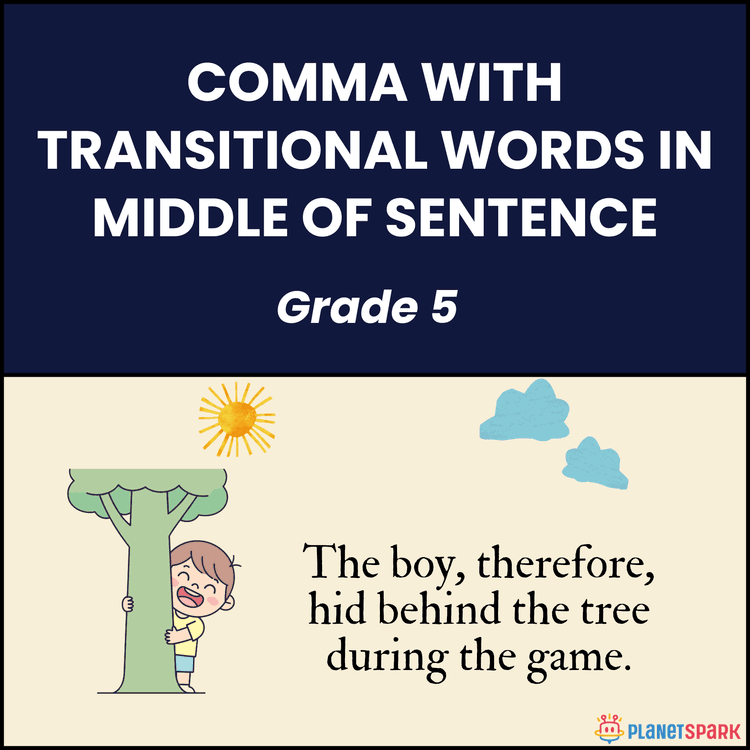 Class 5 Worksheet on Commas with Transitional Words
