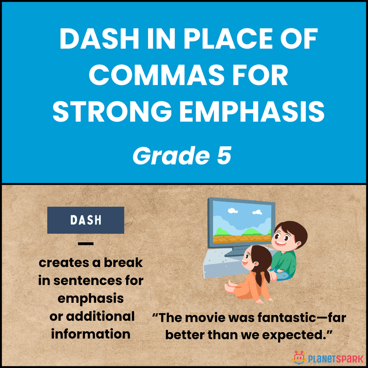 Class 5 Worksheet on Using Dashes for Emphasis