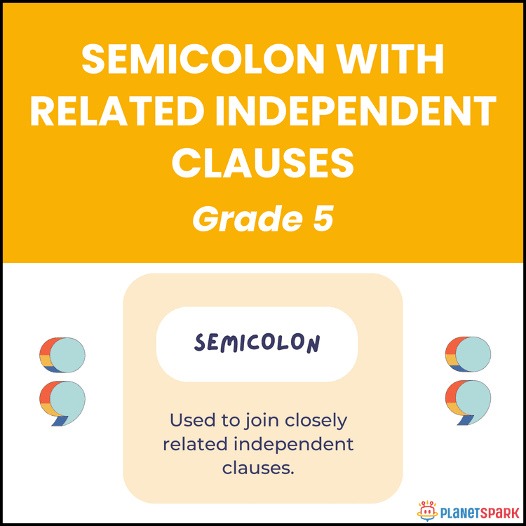 Class 5 Worksheet on Using Semicolons with Clauses