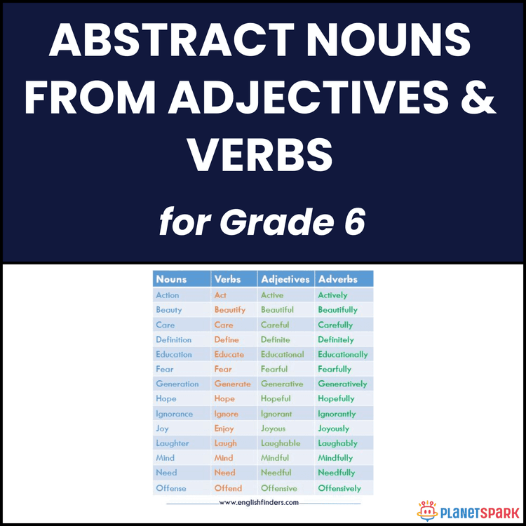 Class 6 Abstract Nouns from Verbs and Adjectives