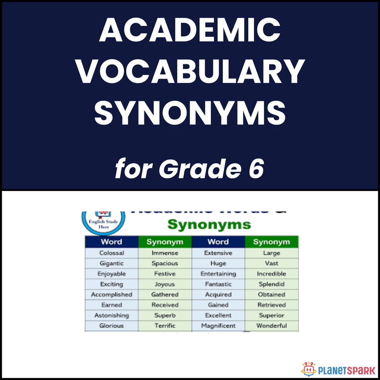 Class 6 Academic Vocabulary Synonyms Worksheet