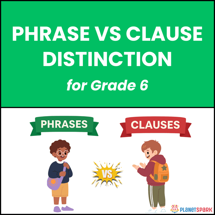 Class 6 English Grammar Worksheet on Phrases vs Clauses