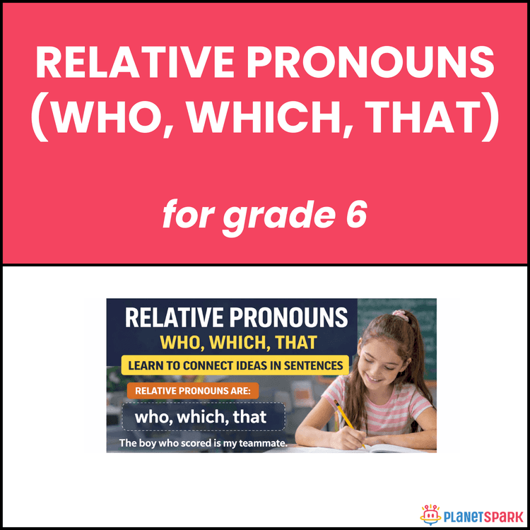 Class 6 English Grammar Worksheet on Relative Pronouns