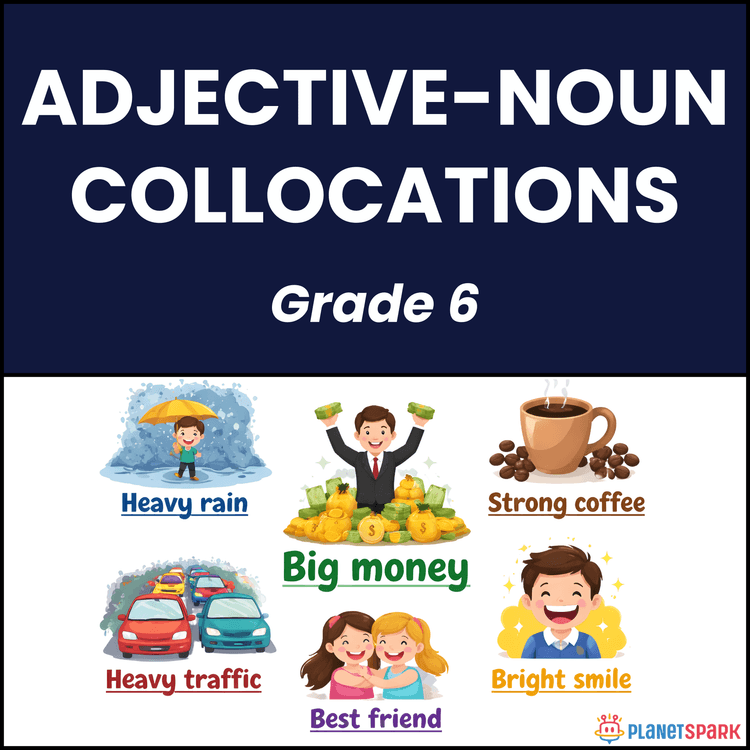 Class 6 Grammar Worksheet on Adjective-Noun Pairs