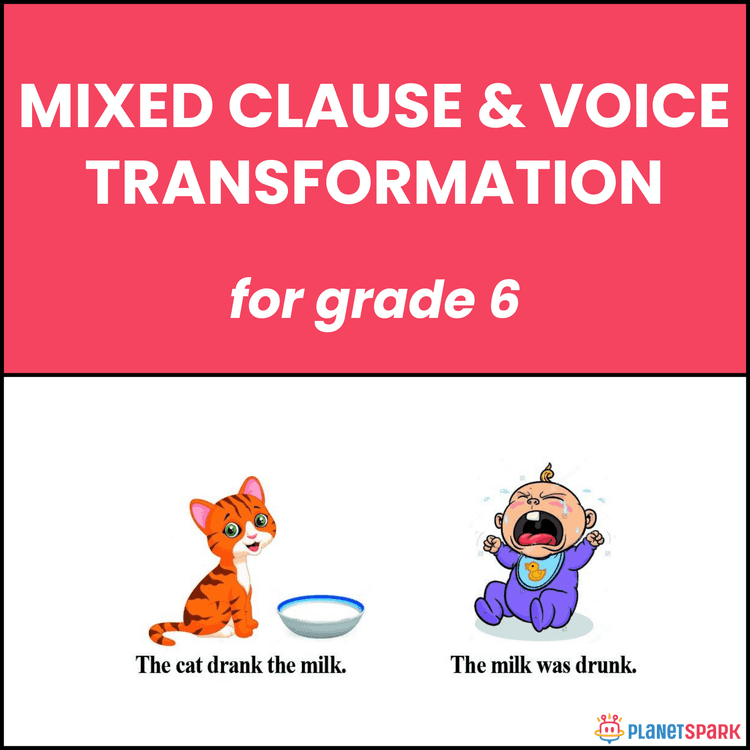 Class 6 Grammar Worksheet on Mixed Clauses and Voice