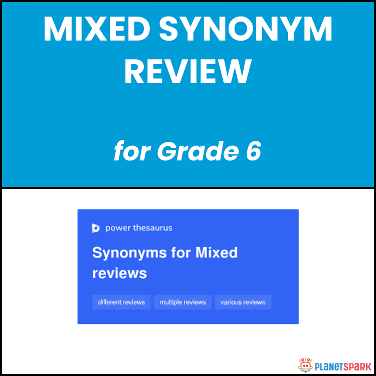 Class 6 Mixed Synonym Review English Worksheet