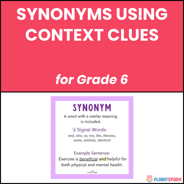 Class 6 Synonyms Using Context Clues Worksheet