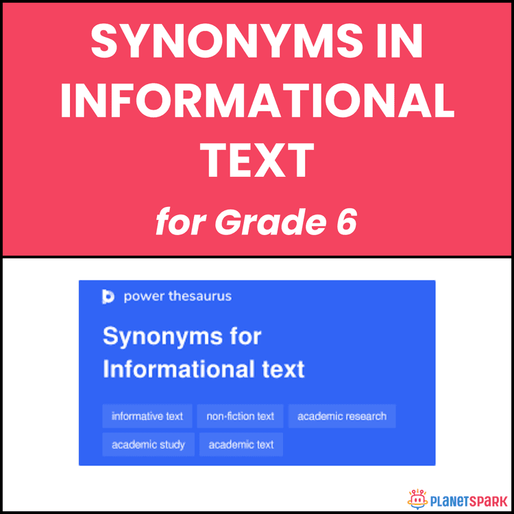 Class 6 Synonyms in Informational Text Worksheet