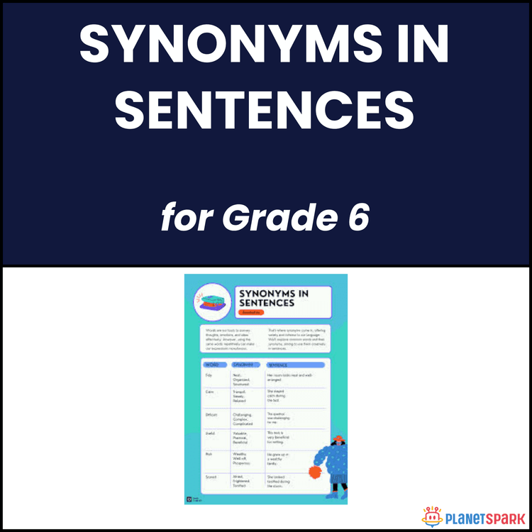 Class 6 Synonyms in Sentences English Worksheet