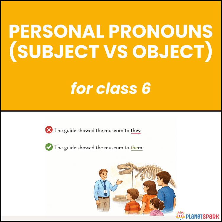 Class 6 Worksheet on Personal Pronouns (Subject vs Object)