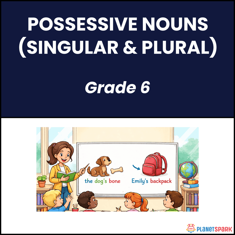 Class 6 Worksheet on Possessive Nouns (Singular & Plural)