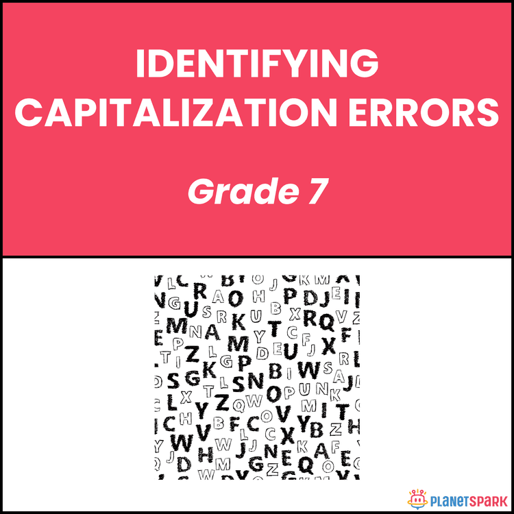 Class 7 English Worksheet on Capitalization Errors