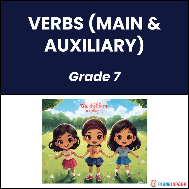 Class 7 English Worksheet on Main and Auxiliary Verbs