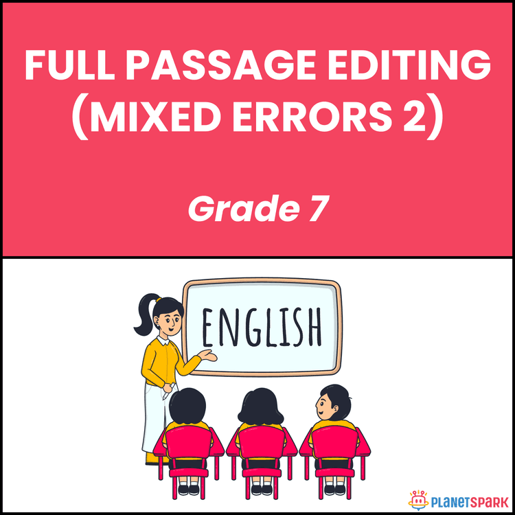 Class 7 English Worksheet on Passage Editing 2