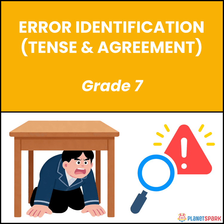 Class 7 Error Identification Worksheet on Tense