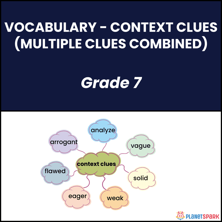 Class 7 Grammar Worksheet on Combined Clues Skills