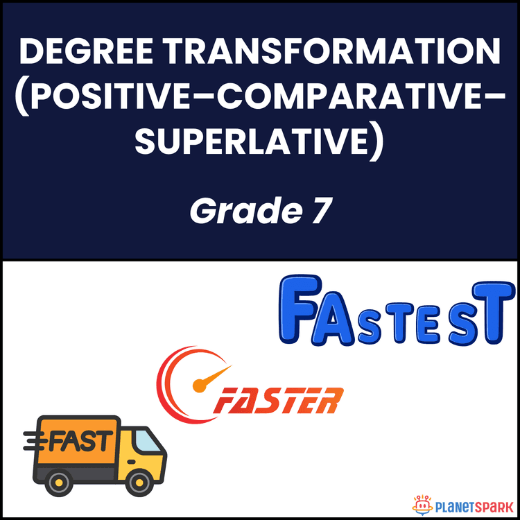 Class 7 Grammar Worksheet on Degree Transformation (Positive, Comparative, Superlative)